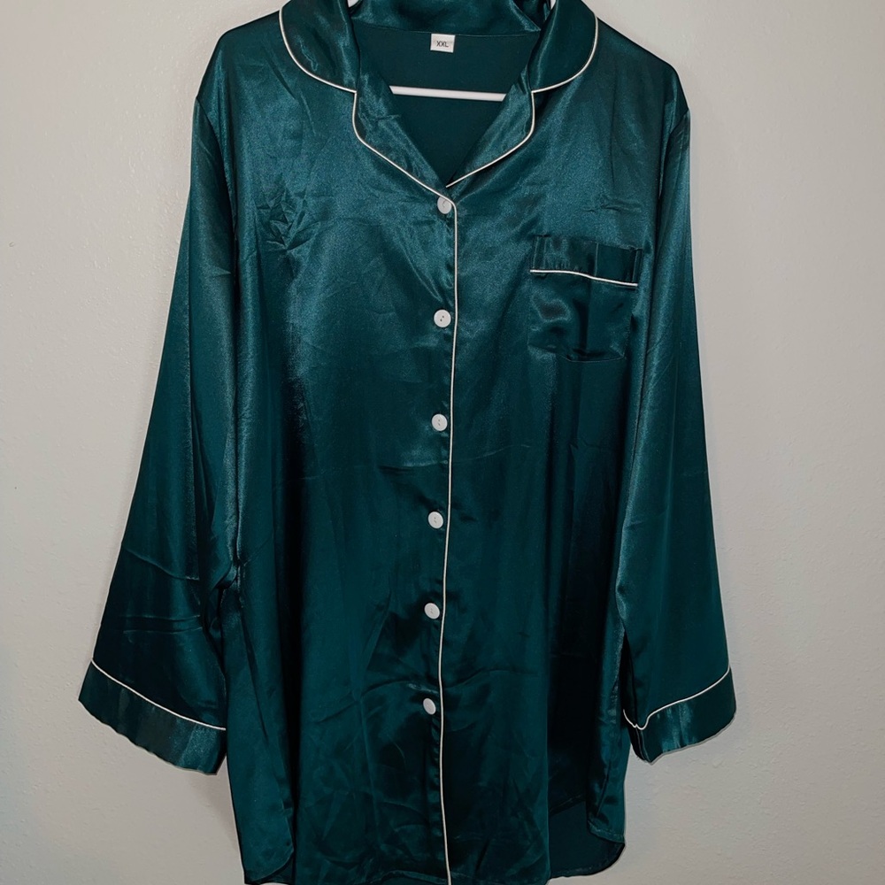 Elegant Green Satin Pajama Top